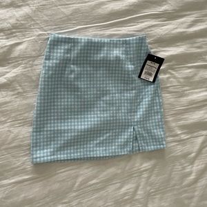 light blue plaid skirt nwt